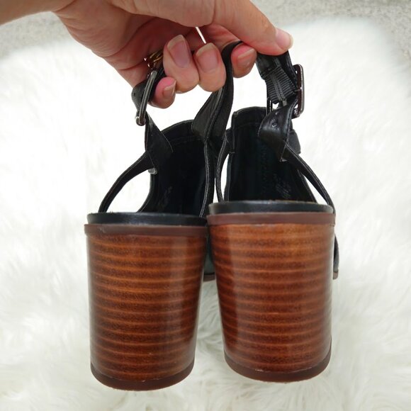 Franco Sarto Harlet Genuine Leather Black Cut Out Peep Toe Heels Boots Sandals - Picture 7 of 9